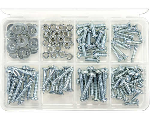 Sortimentskasten mit Schrauben, Muttern und Unterlegscheiben