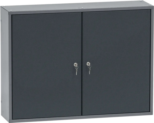Küpper Armoire suspendue 800 x 600 x 200 mm 18 boîtes 2 étagères 2 portes gris Armoire d''atelier avec deux portes verrouillables et clés
