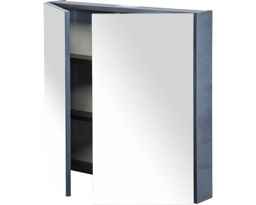 Armoire de toilette ouverte avec étagères