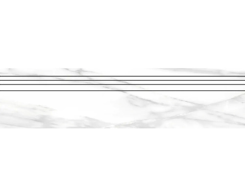 Feinsteinzeug Treppenstufe Macael white poliert grau 29.5x120 cm