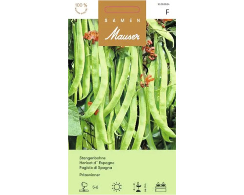 Graines de légumes Samen Mauser haricot à rames Prizewinner Paquet de graines haricot d''Espagne Mauser