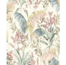 Papier peint avec feuilles et fleurs