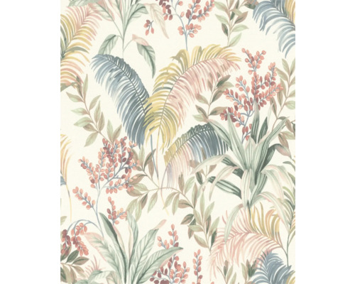 Papier peint avec feuilles et fleurs