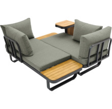 Salon de jardin avec coussins et éléments en bois