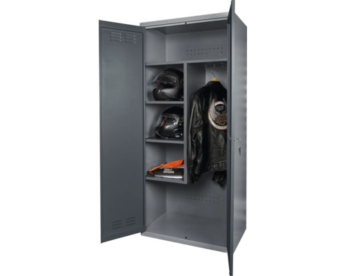 Küpper Armoire pour nettoyage, motos et vélos électriques 800 x 1800 x 480 mm 2 portes gris