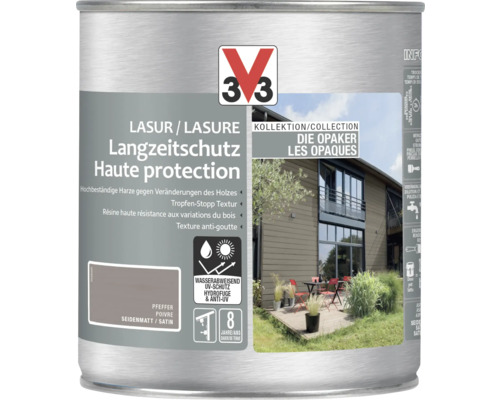 Lasure pour bois V33 Les Opaques poivre 750 ml