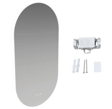 Miroir ovale avec éclairage et matériel de fixation