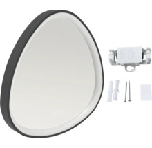 Miroir asymétrique avec éclairage et matériel de montage