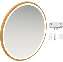 Miroir ovale avec éclairage LED et matériel de fixation
