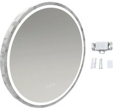 Miroir rond avec cadre en marbre, éclairage LED et accessoires de montage
