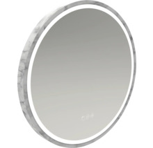 Miroir de salle de bain rond avec cadre en marbre et éclairage