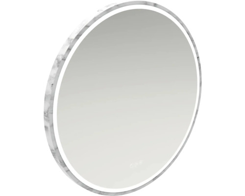 Miroir rond avec éclairage LED et cadre en marbre
