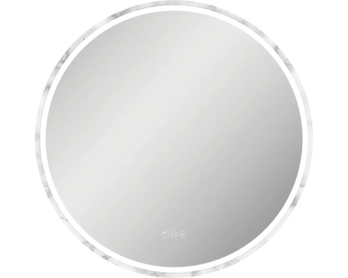 Miroir à LED form&style OENO Ø 80 cm marbré IP 44 Miroir rond avec cadre en marbre et éclairage LED