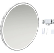 Miroir de salle de bain rond avec éclairage LED et matériel de fixation