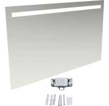 Miroir rectangulaire avec éclairage LED et matériel de montage