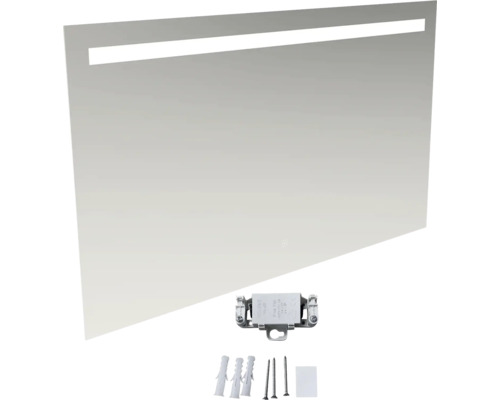 Miroir rectangulaire avec éclairage LED et matériel de montage