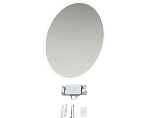 Ovaler Spiegel mit LED-Beleuchtung und Montagezubehör
