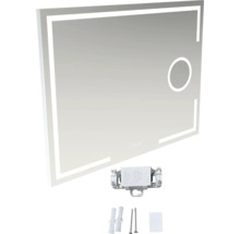 Miroir rectangulaire avec éclairage LED et accessoires de montage
