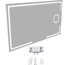 Miroir rectangulaire avec éclairage LED et matériel de montage