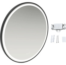 Miroir de salle de bain rond avec éclairage LED et accessoires de montage