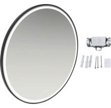 Miroir rond avec éclairage LED et matériel de fixation