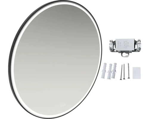 Miroir de salle de bains ovale avec éclairage LED et matériel de montage