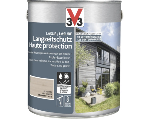 Lasure pour bois V33 Les Contemporaines gris argent 2.5 l