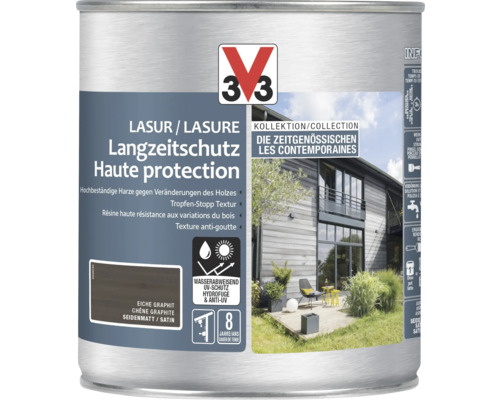 Lasure pour bois V33 Les Contemporaines chêne graphite 750 ml