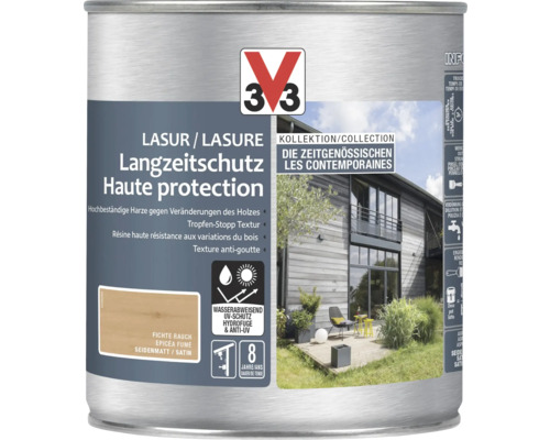 Lasure pour bois V33 Les contemporains Épicéa fumé 750 ml