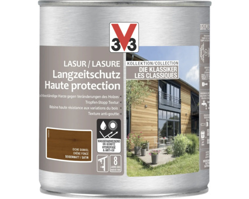 Lasure pour bois V33 Les Classiques chêne foncé 750 ml