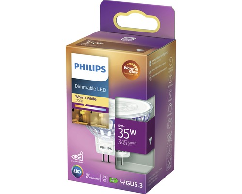 Philips LED-Lampe, dimmbar, warmweiß, 5 Watt, GU5.3 Sockel