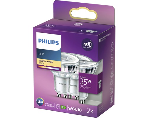 Philips LED Lampe GU10 3,5 Watt, 2er-Pack