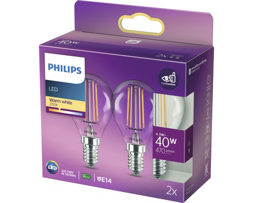Philips LED Lampe E14 Fassung, 2er-Pack