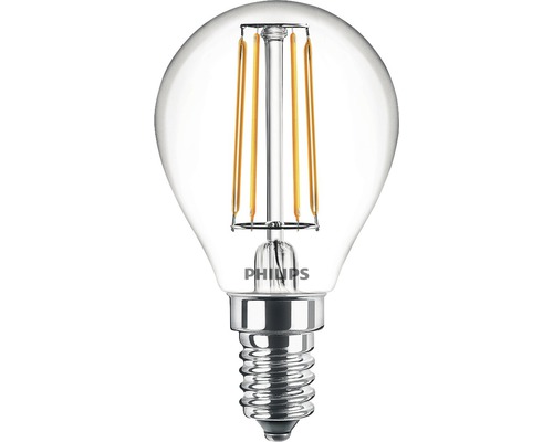 LED Tropfenlampe klar P45 E14/4,3W(40W) 470 lm 2700 K warmweiss 2 Stück Philips Logo LED Lampe E14 Fassung