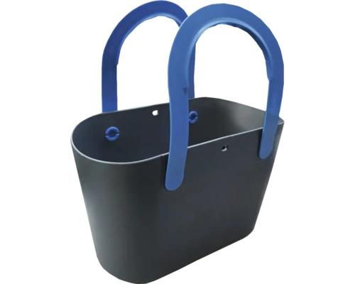 Panier de courses gris avec poignées bleues