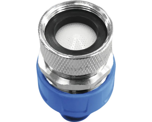 Aérateur de robinet avec filetage extérieur et poignée bleue