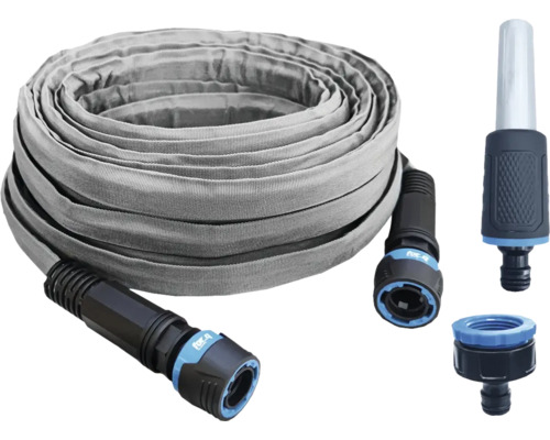 Tuyau d''arrosage flexible avec buse et raccords