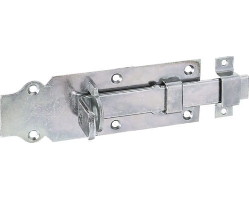 Schlossriegel mit flachem Griff und Schlaufe 160 x 56 mm galv. verzinkt, dickschichtpassiviert Schlossriegel mit flachem Griff und Schlaufe 160 x 56 mm galv. verzinkt, dickschichtpassiviert