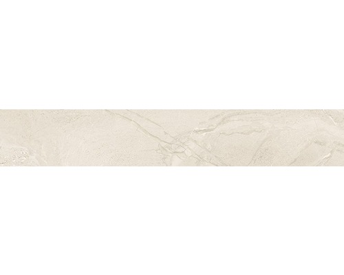 Sockelfliese Sicilia Avorio poliert beige 10x60 cm Fliesenmuster mit Marmoroptik