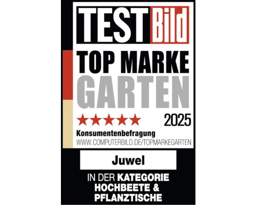 Test Bild Top Marque Jardin 2025 récompense Juwel pour les plates-bandes surélevées et les tables de plantation