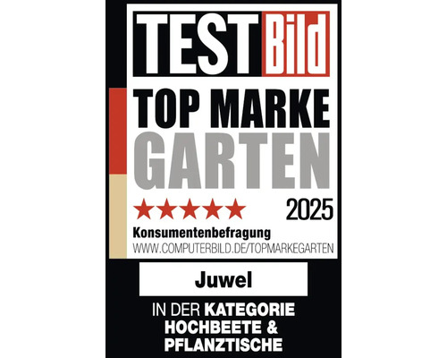 Test Bild Top Marke Garten Siegel 2025 für Juwel Hochbeete und Pflanzentische