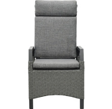 Fauteuil de jardin avec dossier haut et coussins gris