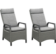 Deux chaises de jardin grises avec accoudoirs et rembourrage