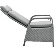 Fauteuil de jardin avec dossier réglable et coussin gris