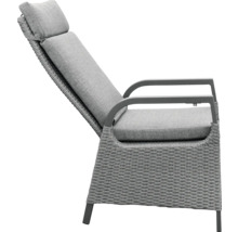 Chaise longue de jardin avec coussins gris et aspect tressé