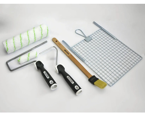 Hornbach Endlos Polyamidgarn Farbroller-Set 25 cm Farbroller Set mit Farbrolle, Pinsel, Abstreifgitter und Bügel