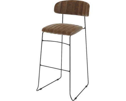 Tabouret de bar avec assise et dossier en similicuir et structure en métal