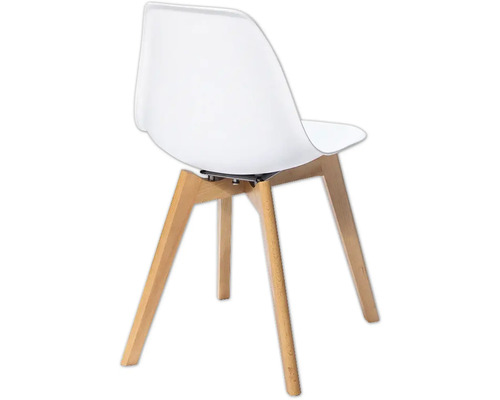 Chaise avec pieds en bois et assise en plastique