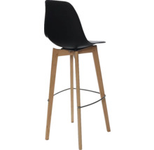 Tabouret de bar avec assise noire et pieds en bois