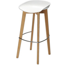 Barhocker mit Holzbeinen und Fussstütze